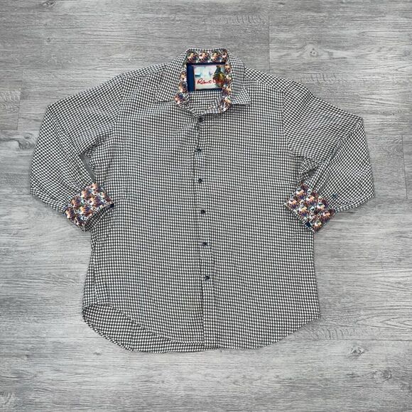 Robert Graham Dress Shirt Men’s XL Long Sleeve Flip Cuff Button Up Geometric - Picture 1 of 16
